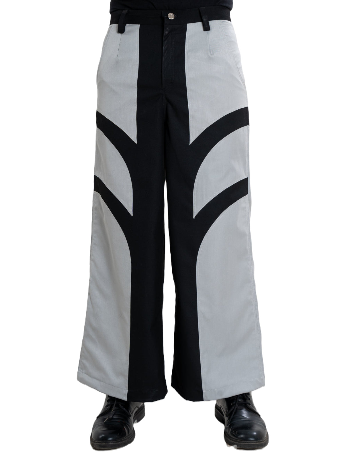 Abyss pants, black and grey panelled wide-leg, view 1 of 5