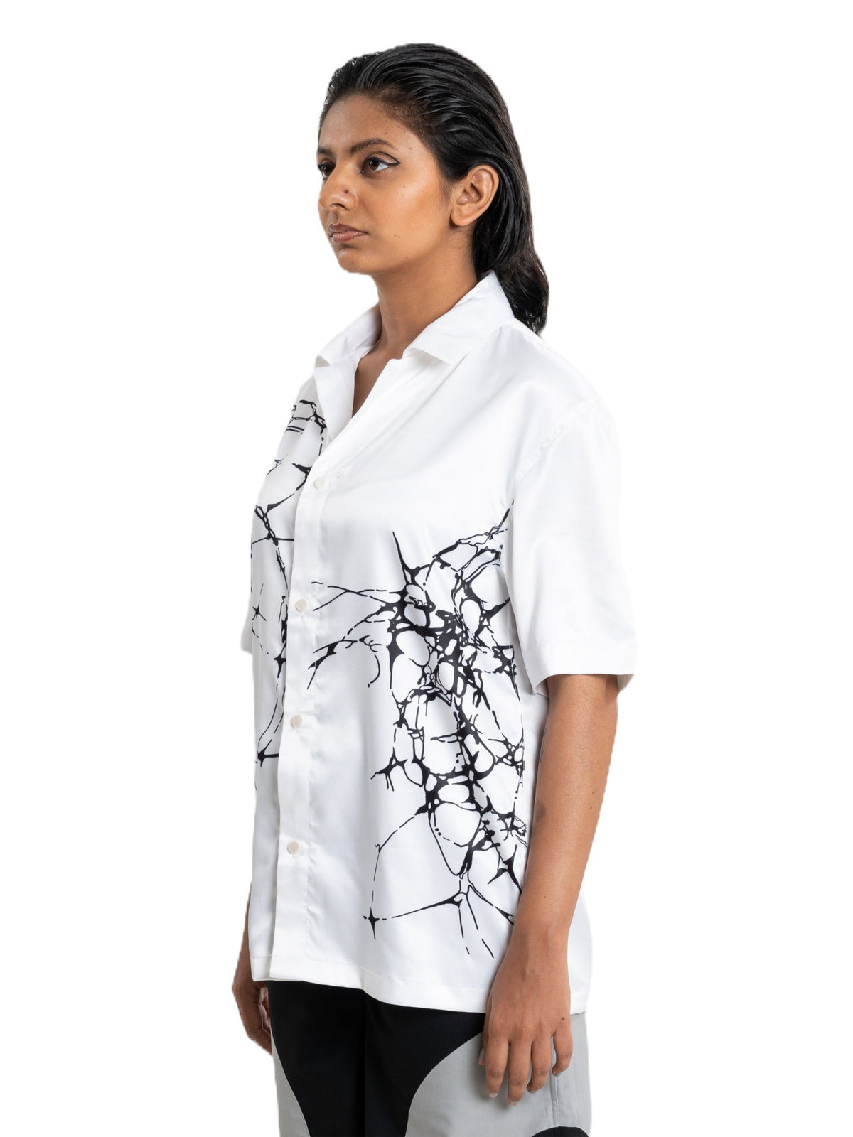 Barricade shirt, white with black thorn print, view 2 of 5