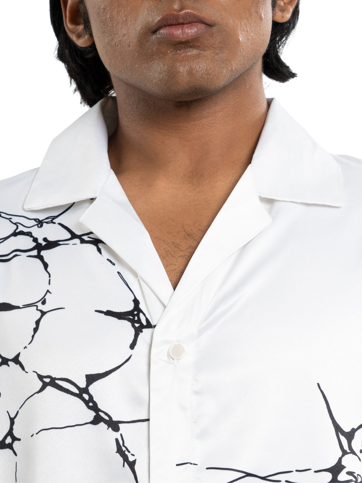 Barricade shirt, white with black thorn print, view 4 of 5