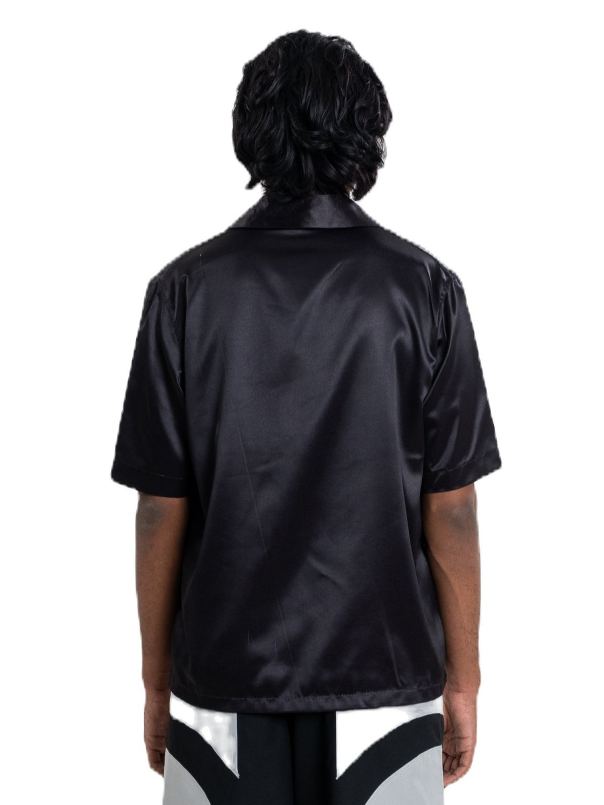 Fractal Shirt, black satin with white sigil linework, view 3 of 5