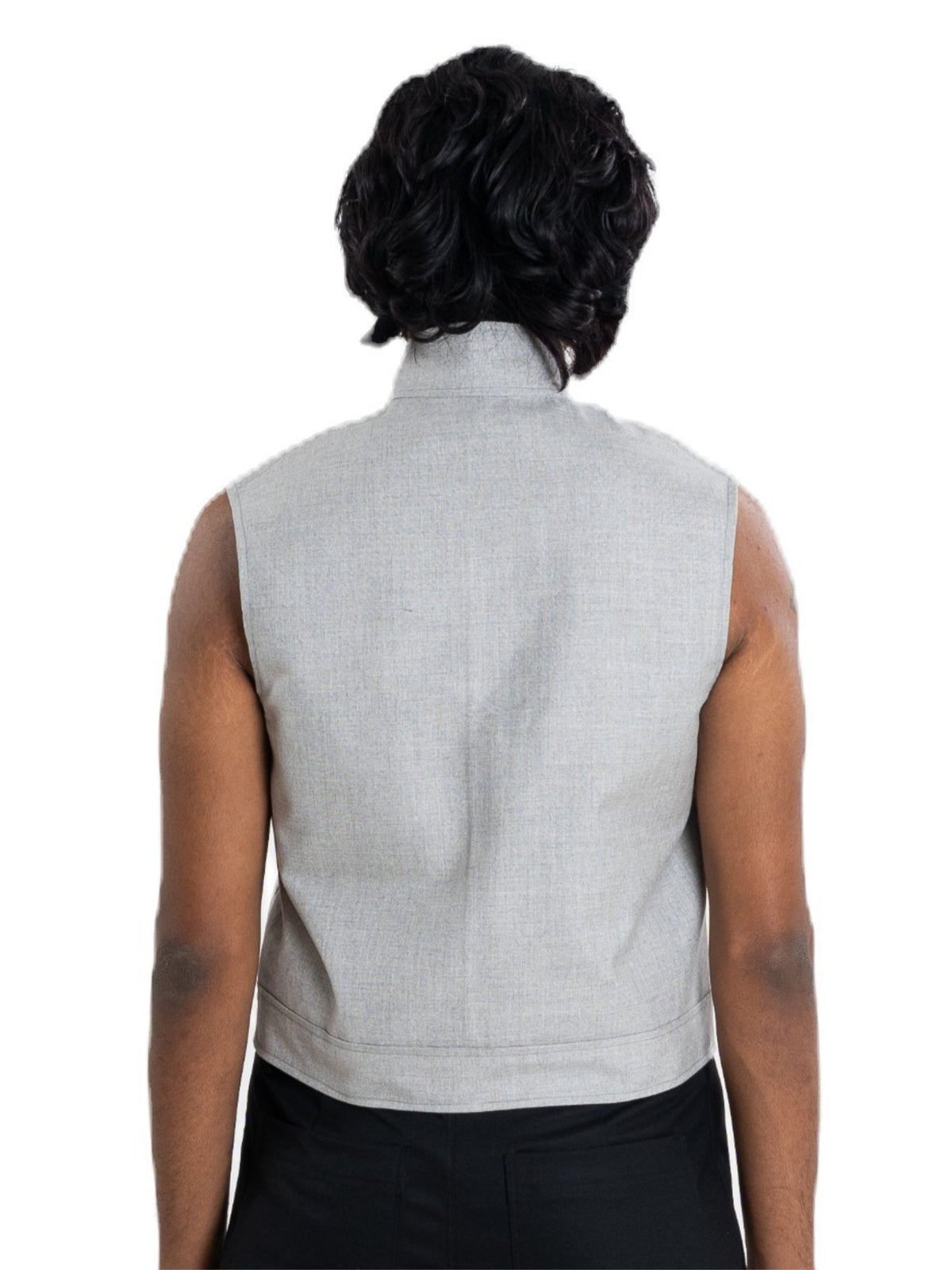 Void Vest, grey zip-front vest, view 3 of 4