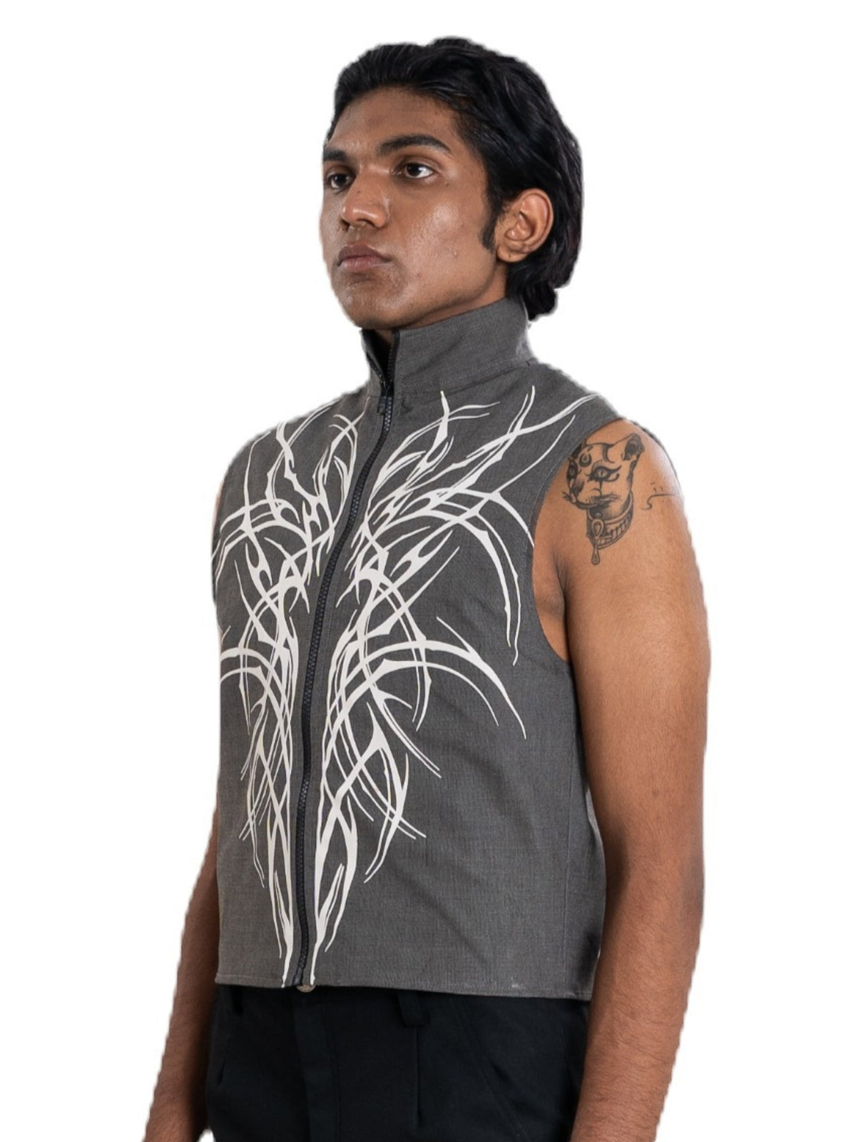 Wraith Vest, grey with white sigil print, view 2 of 4