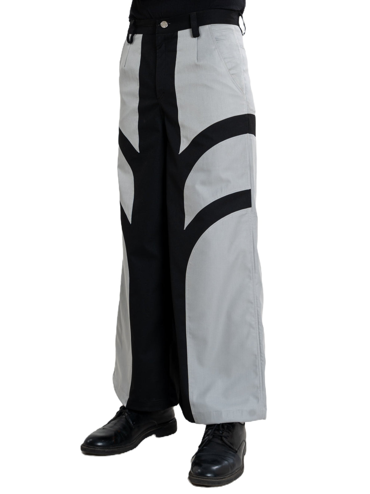 Abyss pants, black and grey panelled wide-leg, view 2 of 5