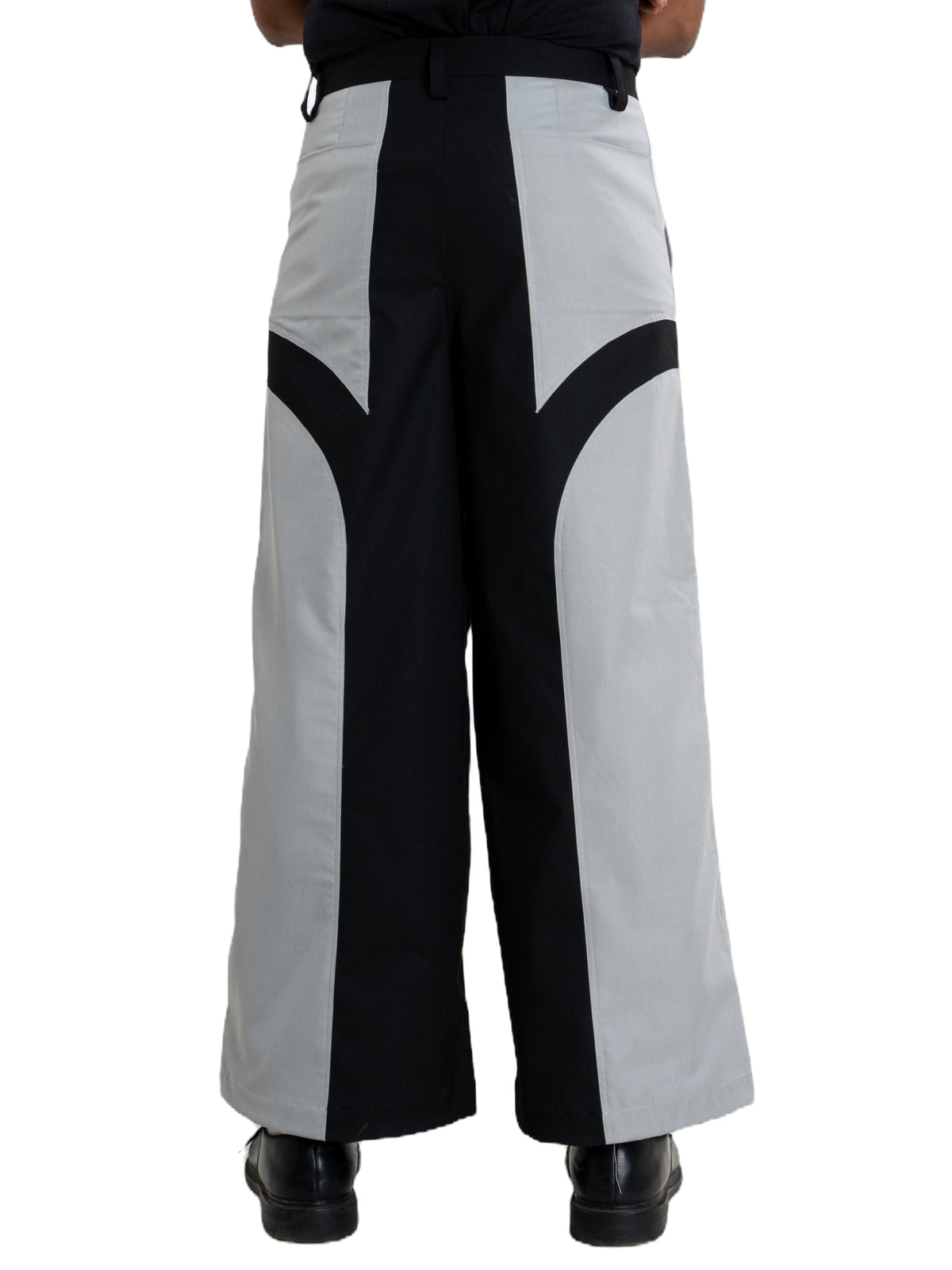 Abyss pants, black and grey panelled wide-leg, view 3 of 5