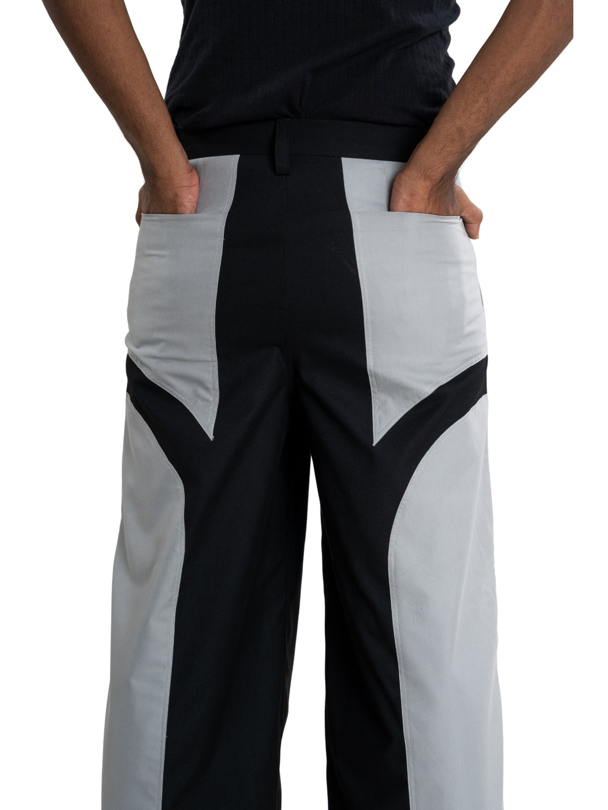 Abyss pants, black and grey panelled wide-leg, view 4 of 5