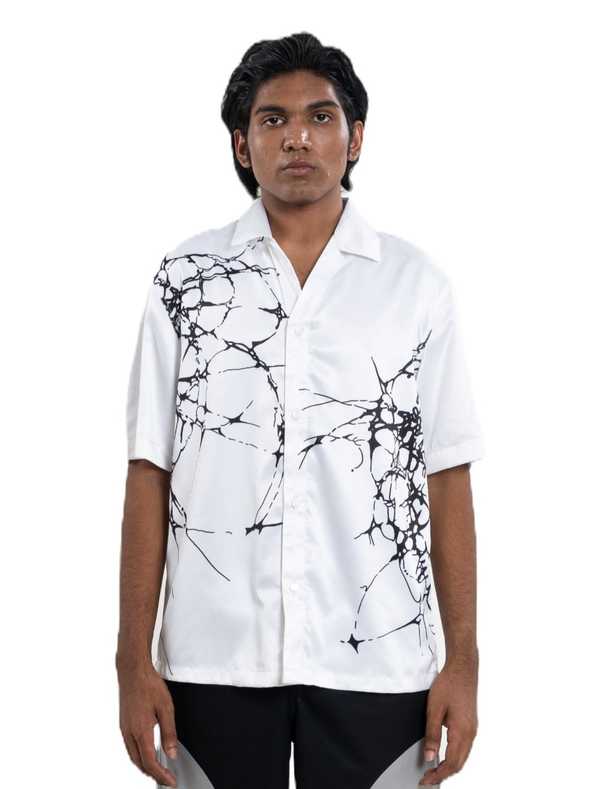 Barricade shirt, white with black thorn print, view 1 of 5