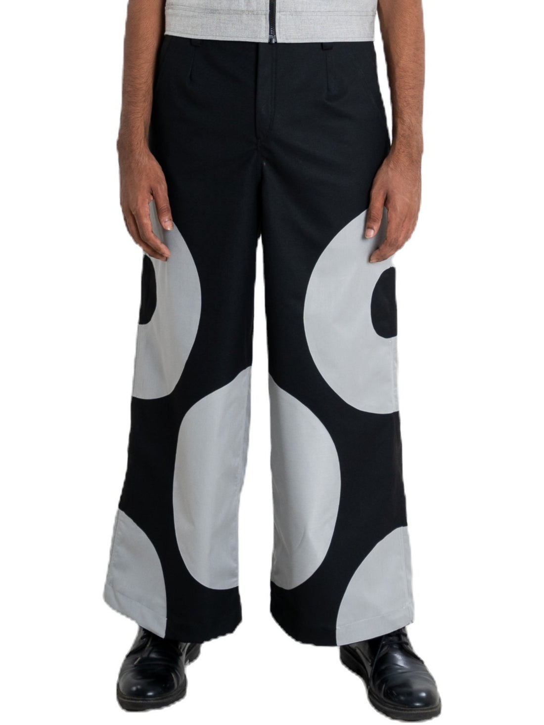 Diskforge pants, black wide-leg with grey disc panels, view 1 of 4