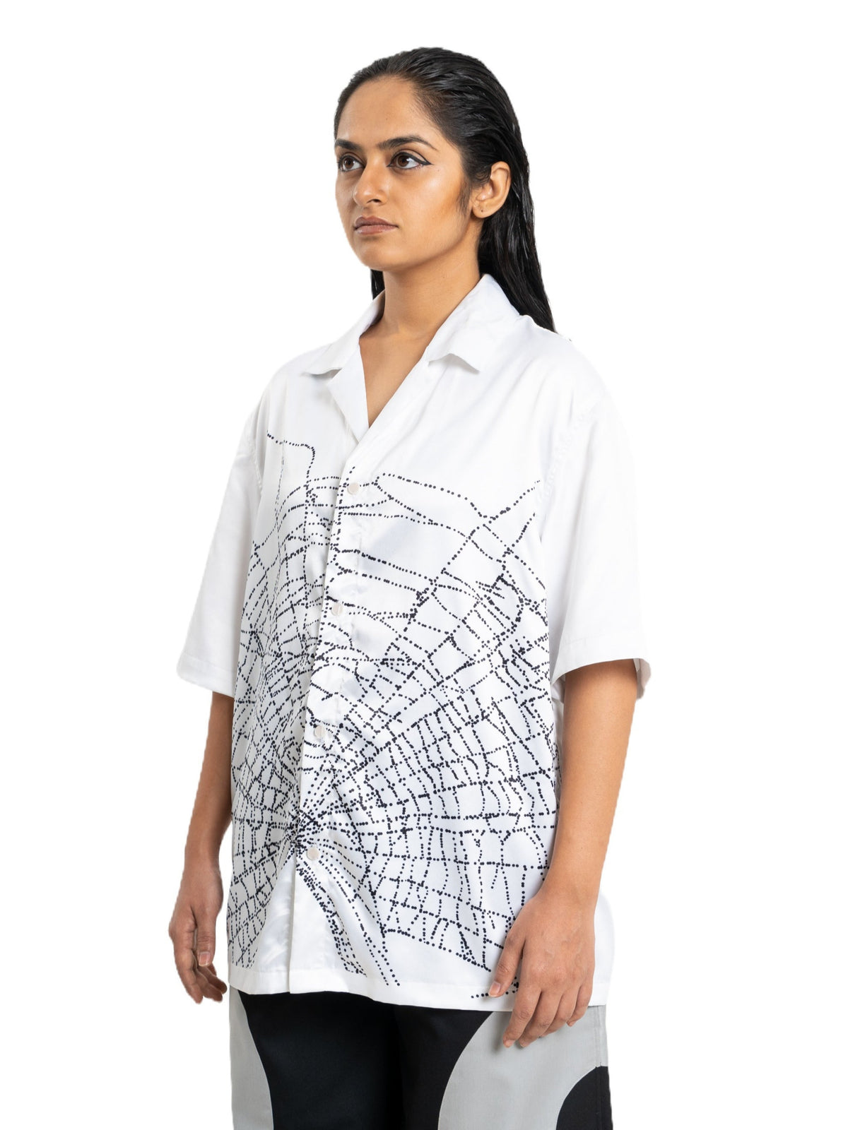 Tangled Shirt, white with black web print, view 2 of 4
